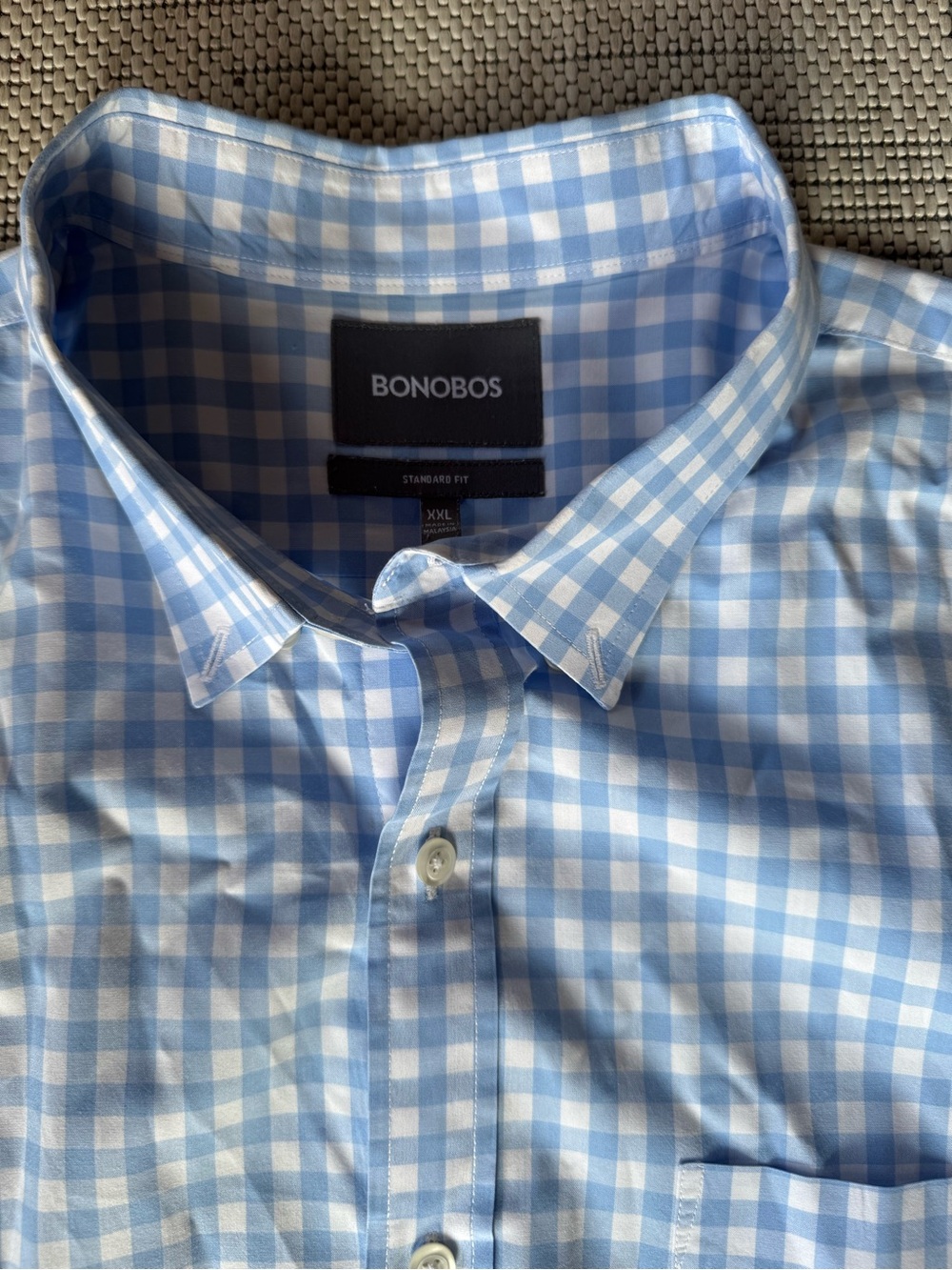 Bonobos Mens Shirt Size XXL Standard Fit Blue White Check Button Down LS